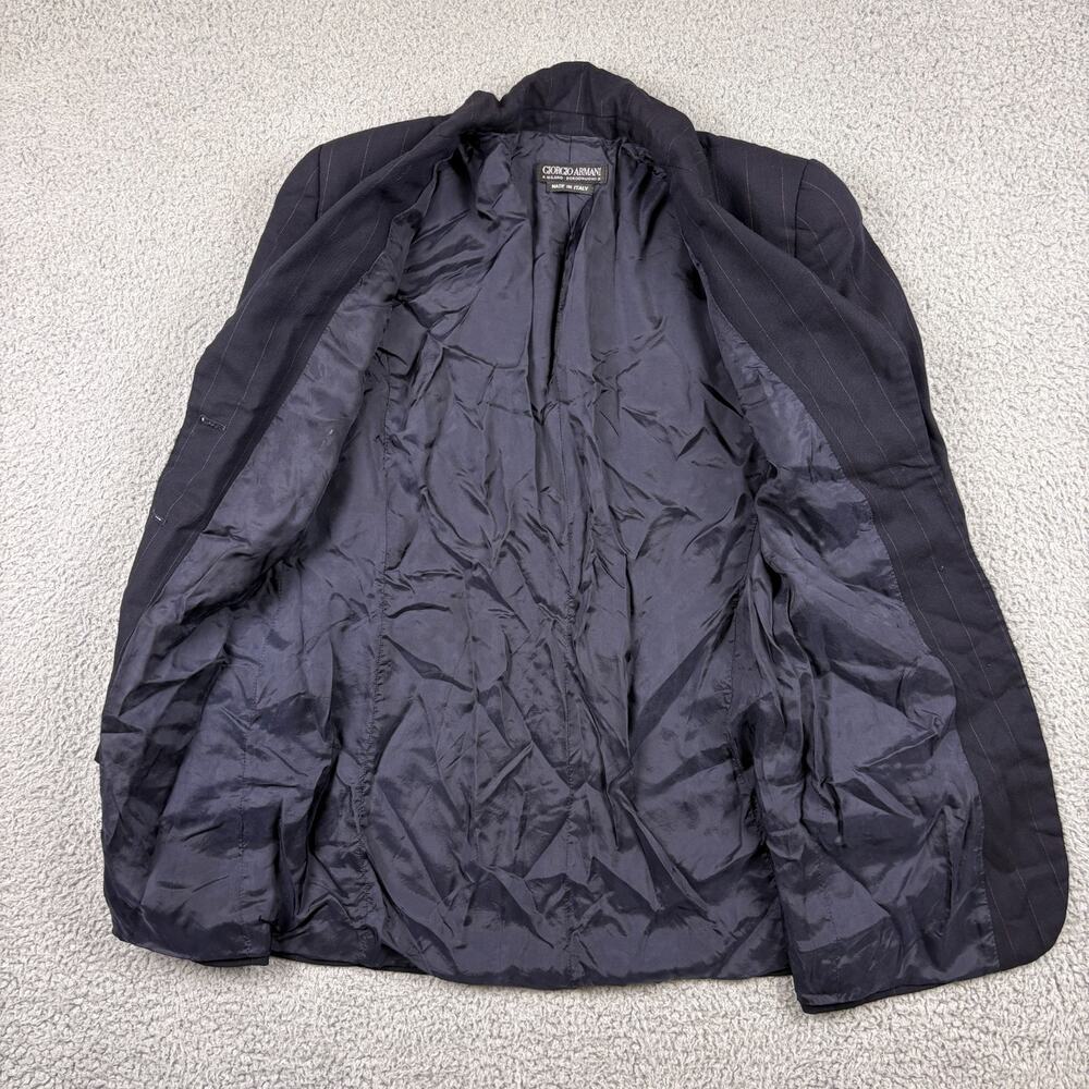 VTG Giorgio Armani Blazer Womens XS Blue Pinstripe Wool Italy Mainline READ - Picture 2 of 16
